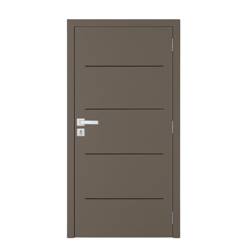 Kit Porta Pronta Acabado Cinza Gianduia Premium 4 Frisos Sólida