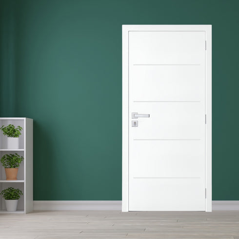 Kit Porta Pronta Acabado Branco Premium 4 Frisos Semi Oca