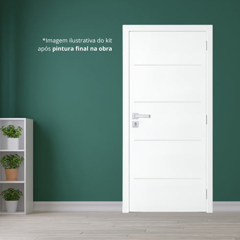 Kit Porta Pronta Primer Branco 4 Frisos Semi Oca