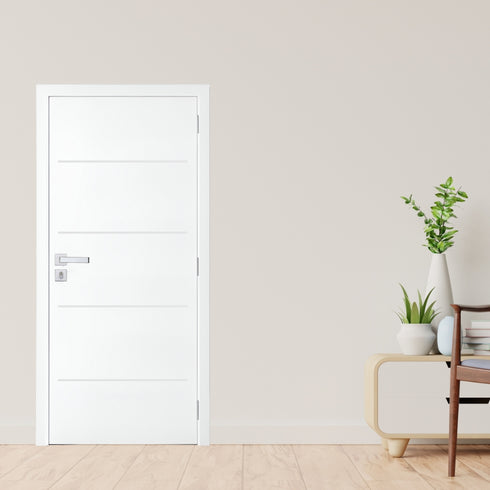 Kit Porta Pronta Acabado Branco Premium 4 Frisos Sólida