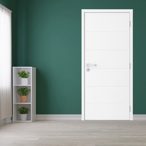 Kit Porta Pronta Acabado Branco Premium Frisada Residence Semi Oca