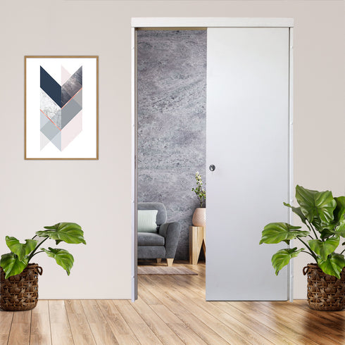 Kit Porta Pronta de Correr de Sobrepor Primer Branco