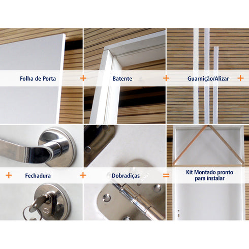 Kit Porta Pronta Acabado Branco Premium Frisada Residence Sólida